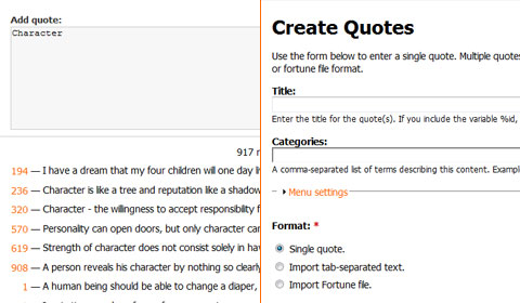 rating-compare Admin: quote creation form (left is new)