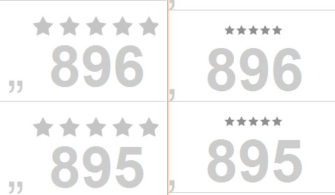 rating-compare Balance in whitespace and larger stars (on the left)